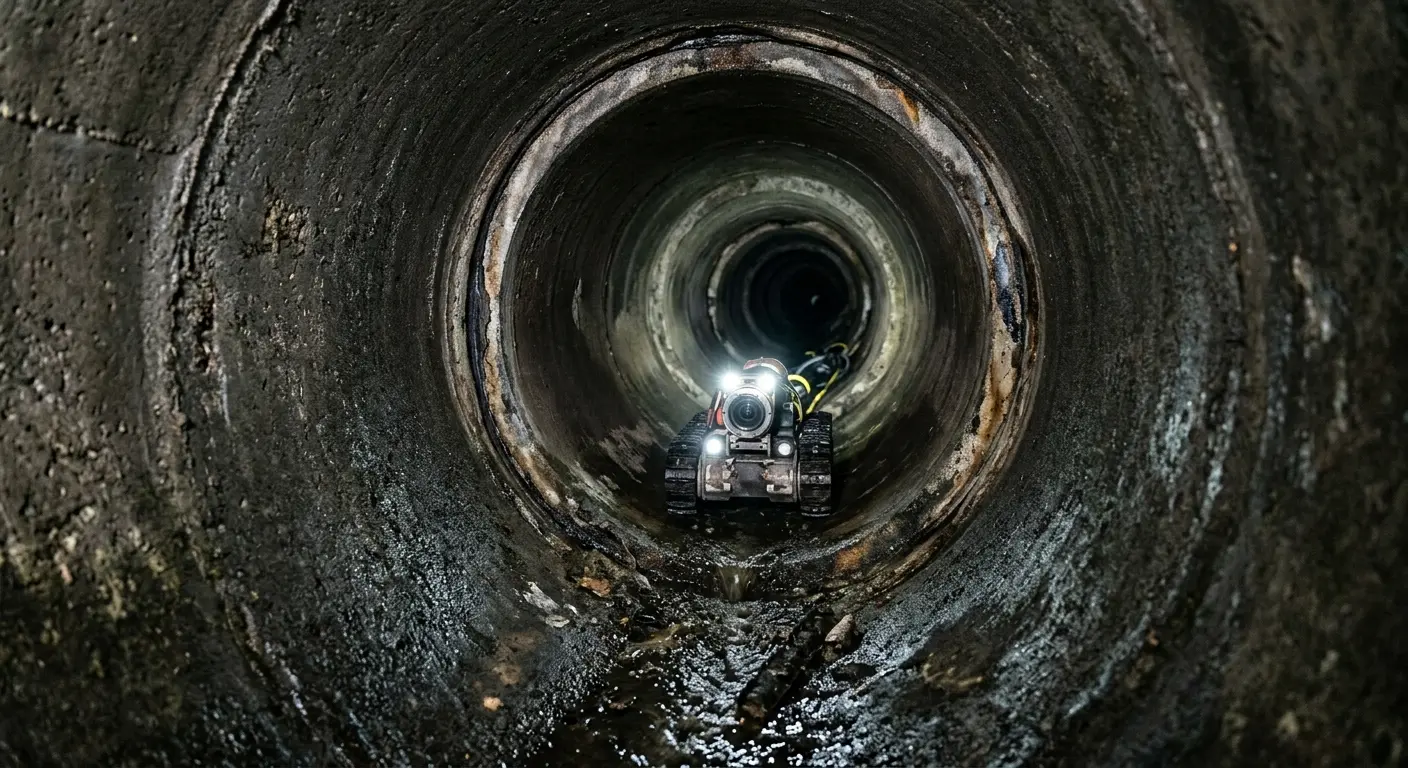 Robotic sewer camera inspecting pipe interior for Sewer Line Cleaning in Snowflake